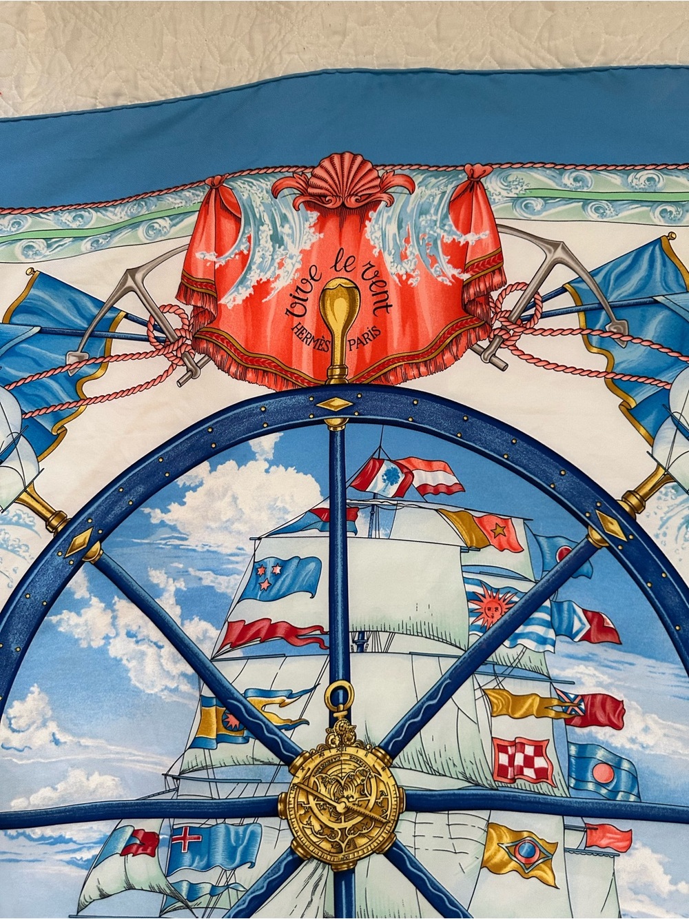 Hermes “Vive le Vent” Silk Scarf Carre 90cm. Vince Le Vent “Blow Into the Wind” - Picture 10 of 16